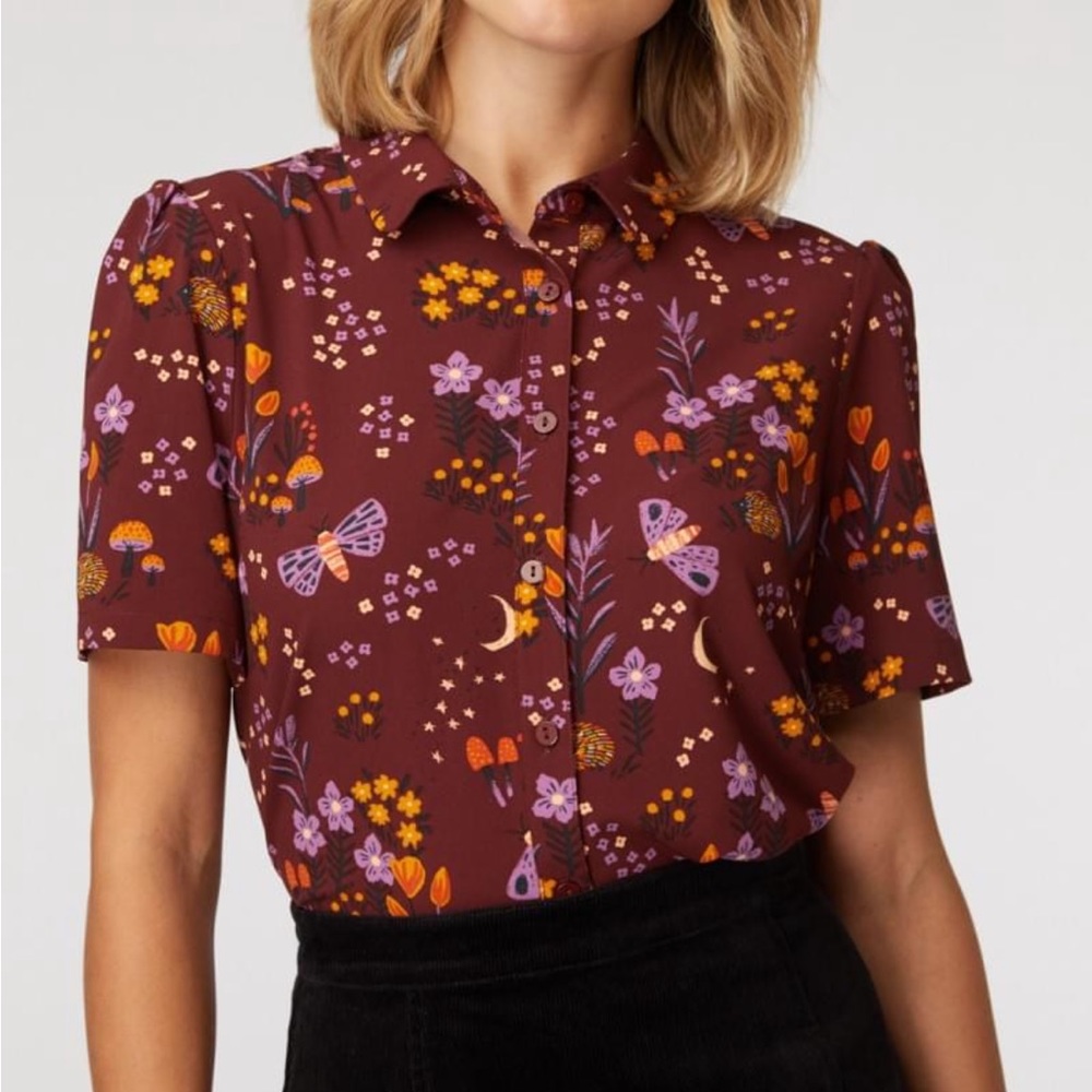 Nocturnal Garden moth mushroom Princess Highway ModCloth top